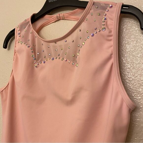Weissman Balera Costume solo custom dance pink Scallop Neck Leotard MT11264 XLC - Picture 3 of 11
